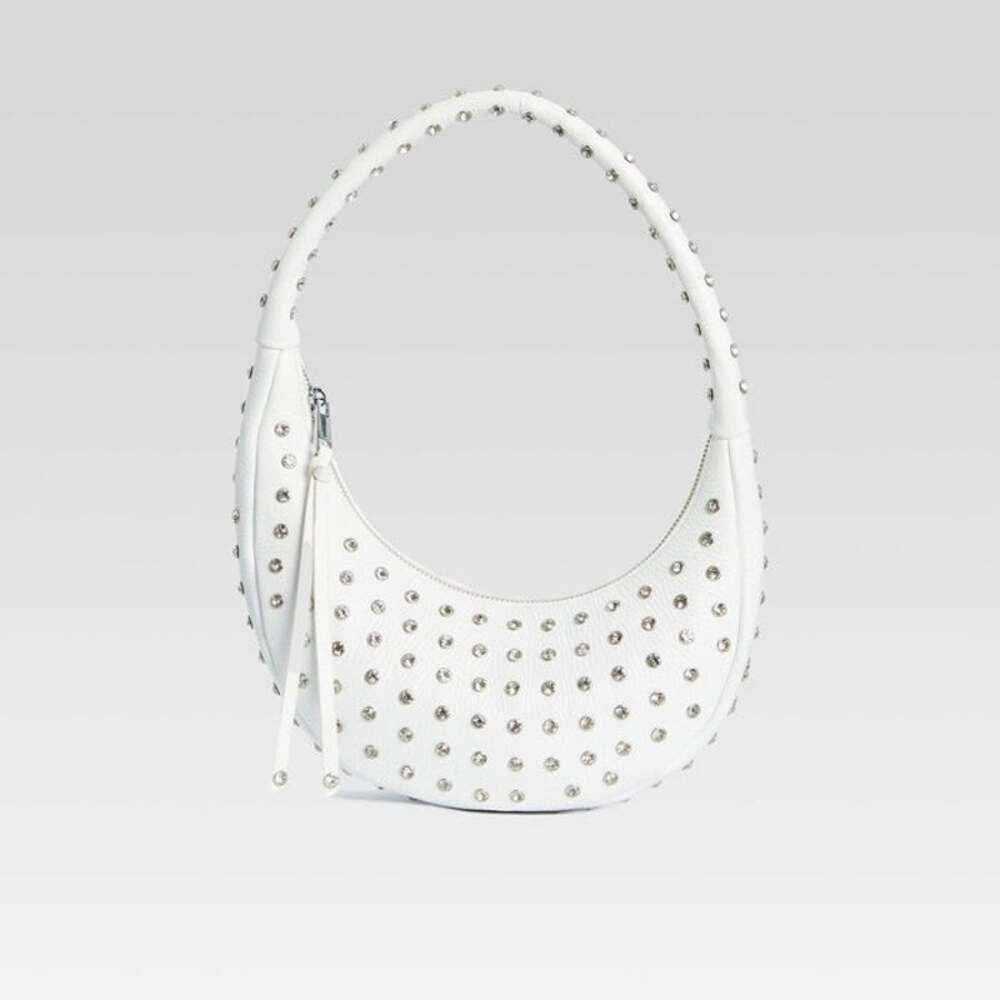 NWT Retrofete Elodie Medium Bag in White & Silver Studded